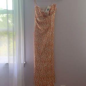Sunday soho orange flower midi dress